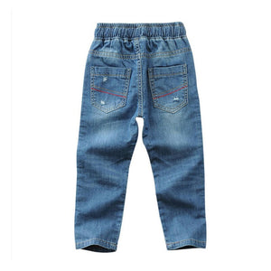 Kid's Boy Cotton Elastic Waist Closure Denim Casual Wear Trouser