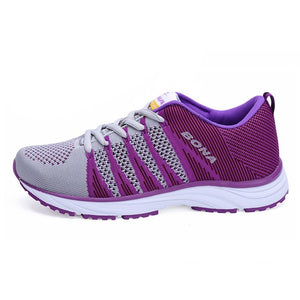 Women's Mesh Breathable Lace-up Closure Sport Running Sneakers
