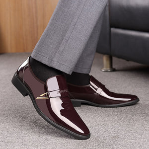 Men's Pointed Toe PU Slip-On Closure Formal Wear Trendy Shoes
