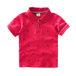 Kid's Cotton Turn-Down Collar Short Sleeves Breathable Shirt