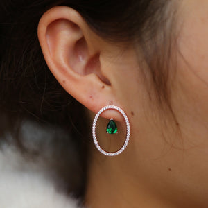 Women's 100% Copper Cubic Zirconia Geometric Trendy Stud Earrings