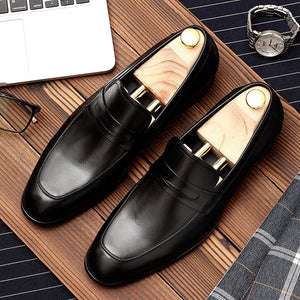 Men's Square Toe Genuine Leather Slip-On Closure Formal Shoes