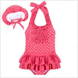 Kid's Polyester Three Pieces Printed Pattern Bathing Swimsuit