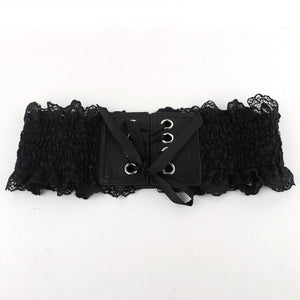 Women's Acrylic Elastic Waist Lace Up Closure Cummerbund Belts