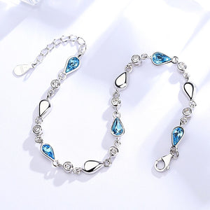 Women's 925 Sterling Silver Water Drop Shape Zircon Bracelet