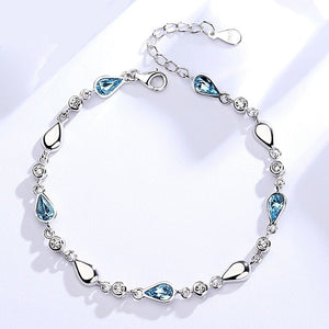 Women's 925 Sterling Silver Water Drop Shape Zircon Bracelet