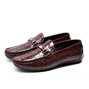 Men's Genuine Leather Round Toe Slip-On Closure Casual Loafers
