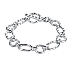 Women's 100% 925 Sterling Silver Geometric Shape Toggle Bracelet