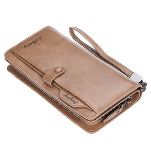 Men's PU Leather Zipper Hasp Closure Solid Pattern Coin Wallet