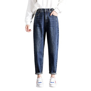 Women's Cotton High Waist Plain Zipper Fly Closure Casual Jeans