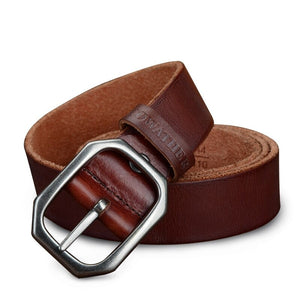 Men's Cowskin Metal Buckle Vintage Trendy Solid Strap Belt