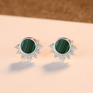 Women's 925 Sterling Silver Trendy Round Turquoise Stud Earrings
