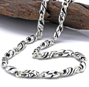 Men's 100% 925 Sterling Silver Link Chain Geometric Necklace