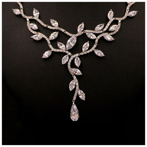 Women's Copper Zircon Choker Trendy Wedding Crystal Jewelry Sets