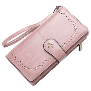 Women's PU Leather Card Holder Hollow Out Pattern Large Wallet