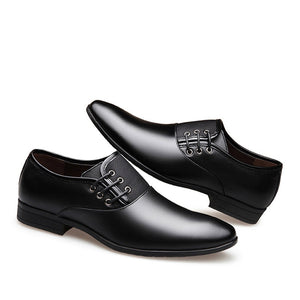 Men's PU Leather Pointed Toe Lace-Up Closure Formal Wear Shoes