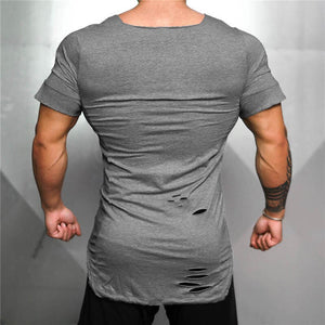 Men's Square Neck Cotton Short Sleeve Quick Dry Gym Wear T-Shirt