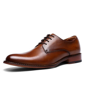 Men's Pointed Toe Lace-Up Genuine Leather Formal Dress Shoes
