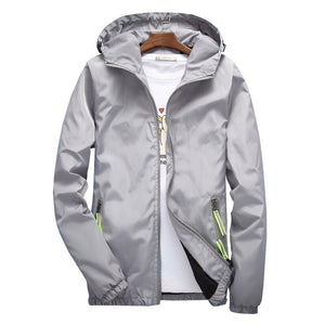 Men's Polyester Long Sleeves Zipper Closure Hooded Slim Jacket