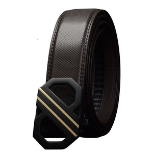 Men's Cowskin Metal Buckle Trendy Solid Pattern Strap Belt