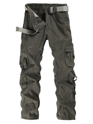Men's Polyester Full Length Zipper Fly Closure Casual Trousers
