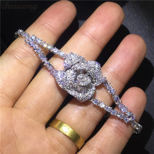 Women's Gold Filled Zircon Trendy Bridal Wedding Flower Bracelet