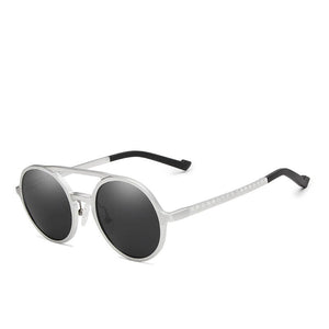 Men's Aluminum Polarized Round Pattern Steampunk Sunglasses