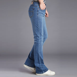 Women's Denim Full Length Zipper Fly Plain Pattern Jeans Pants