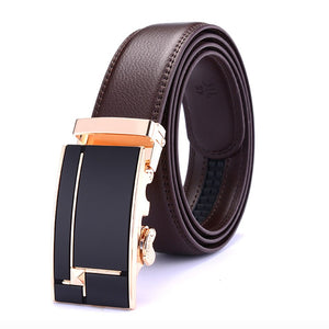 Men's Genuine Leather Solid Pattern Square Buckle Closure Belts