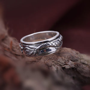 Men's 100% 925 Sterling Silver Dragon Pattern Trendy Ring  