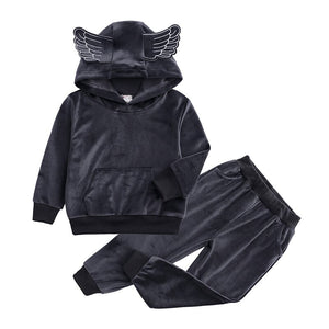 Kid's Velvet Full Sleeves Jacket With Elastic Waist Trouser 