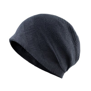 Men's Polyester Skullies Beanies Double-Layer Knitted Hip Hop Cap