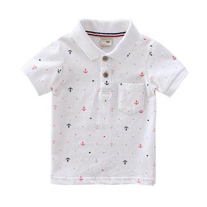 Kid's Cotton Turn-Down Collar Short Sleeves Breathable Shirt