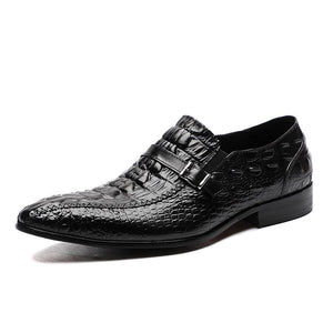 Men's Pointed Toe Genuine Leather Slip-On Closure Wedding Shoes