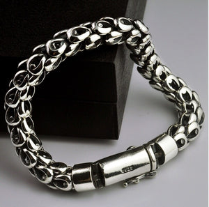 Men's 100% 925 Sterling Silver Geometric Vintage Ethnic Bracelet