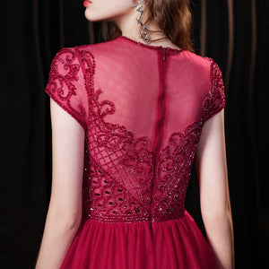 Women's O-Neck Polyester Sparkly Rhinestone Luxury Party Dress