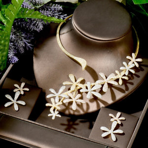 Women's Copper Cubic Zirconia Elegant Flower Bridal Jewelry Sets