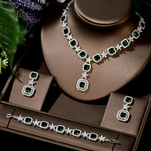 Women's Copper Cubic Zirconia Bridal Wedding Luxury Jewelry Set