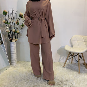Women's Arabian Polyester Full Sleeve Two-Piece Clothes Set