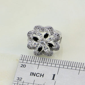 Women's 100% 925 Sterling Silver Flower Zircon Trendy Jewelry Set