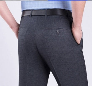 Men's Cotton High Waist Zipper Fly Closure Plain Casual Pants