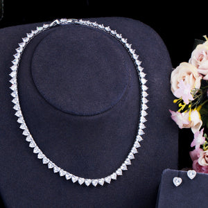 Women's Copper Cubic Zirconia Heart Pattern Wedding Jewelry Set