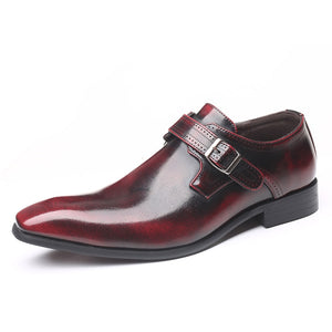 Men's Genuine Leather Pointed Toe Buckle Strap Formal Shoes
