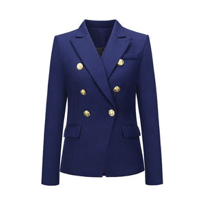 Women's Polyester Notched Collar Double Breasted Elegant Blazers