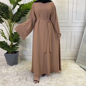 Women's Arabian Polyester Long Sleeve Plain Pattern Casual Dress