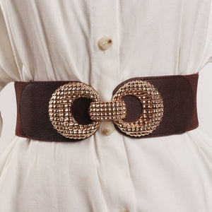 Women's PU Leather Alloy Buckle Stretch Waistbands Trendy Belts