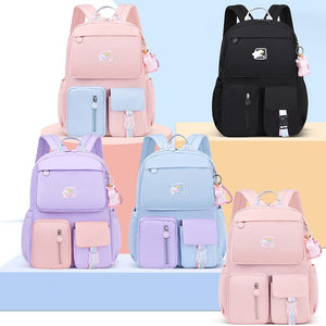 Kid's Girl Polyester Mixed Colors Zipper Closure School Backpack