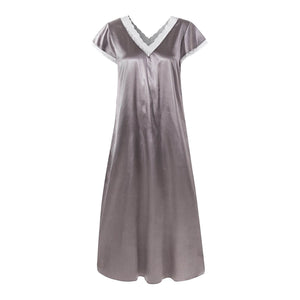 Women's V-Neck Silk Short Sleeves Nightgowns Sleepwear Dress