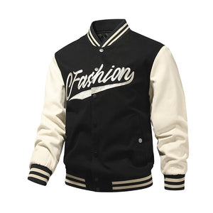 Men's Cotton Long Sleeves Single Breasted Letter Pattern Jacket
