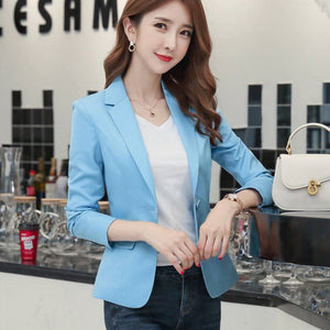 Women's Notched Collar Full Sleeves Single Button Plain Blazers